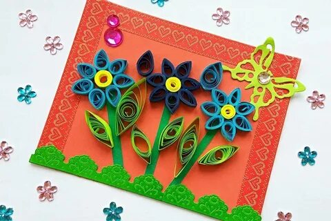 Квиллинг открытка на 8