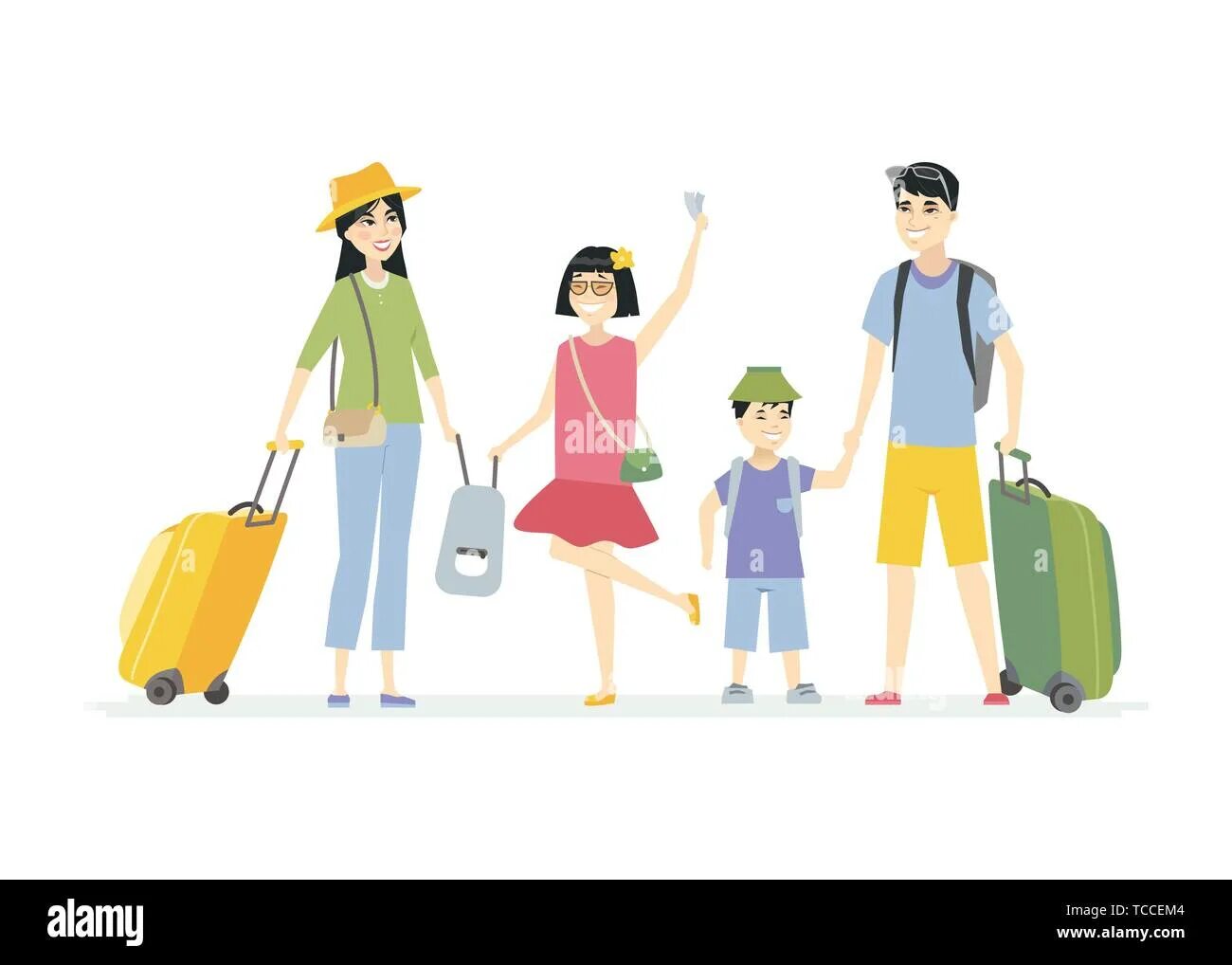 Going on holiday. Go on Holiday cartoon. Cartoon about Holidays. Couple go on Holiday illustration.