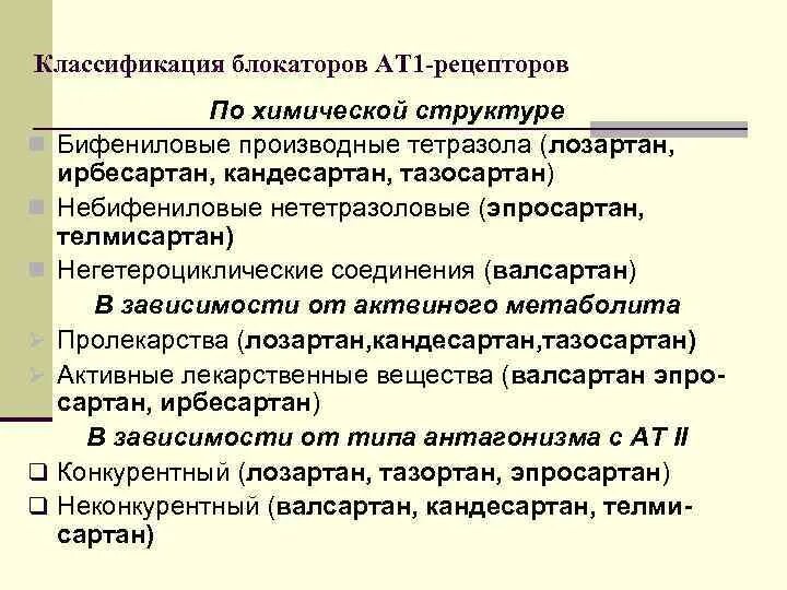 Препараты группы сартанов. Блокаторы ат1 рецепторов классификация. Сартаны классификация. 2) Блокаторы рецепторов ат1( бра). Классификация сартанов по химической структуре.