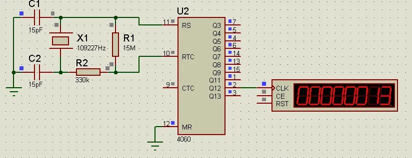 Кварцевый резонатор Протеус. Кварцевый Генератор на cd4060. Cd4060 Proteus. Proteus кварцевый резонатор.