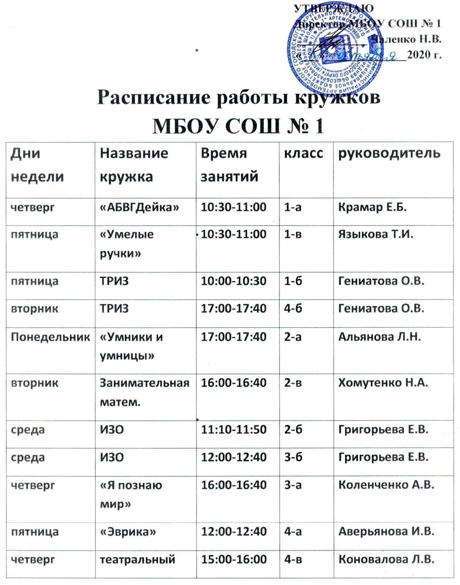 расписание мбоу бурановская