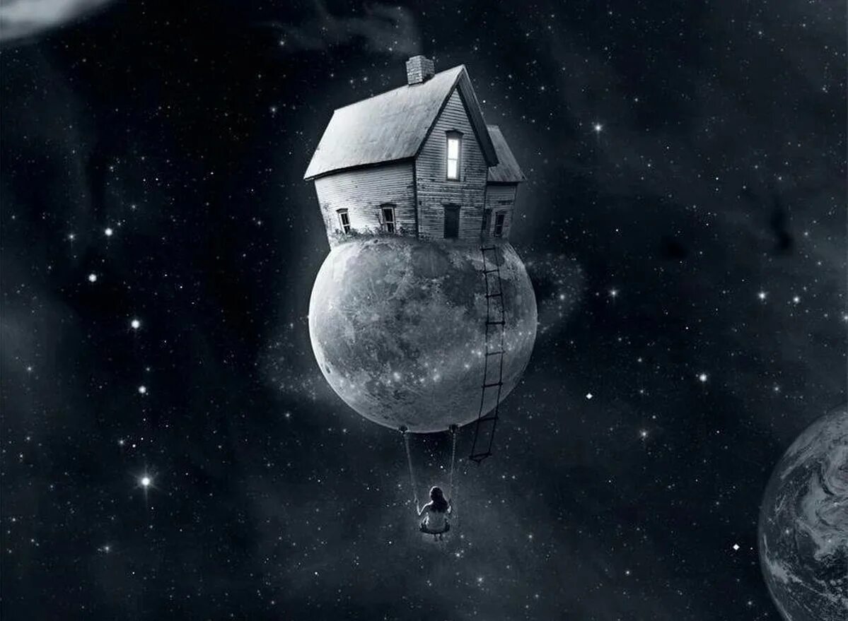 Дом в космосе. Женщина на луне 1929 ланг. База на луне. Лунный домик. Готический дом ночь луна.