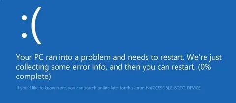 Windows 10 inaccessible boot device как исправить
