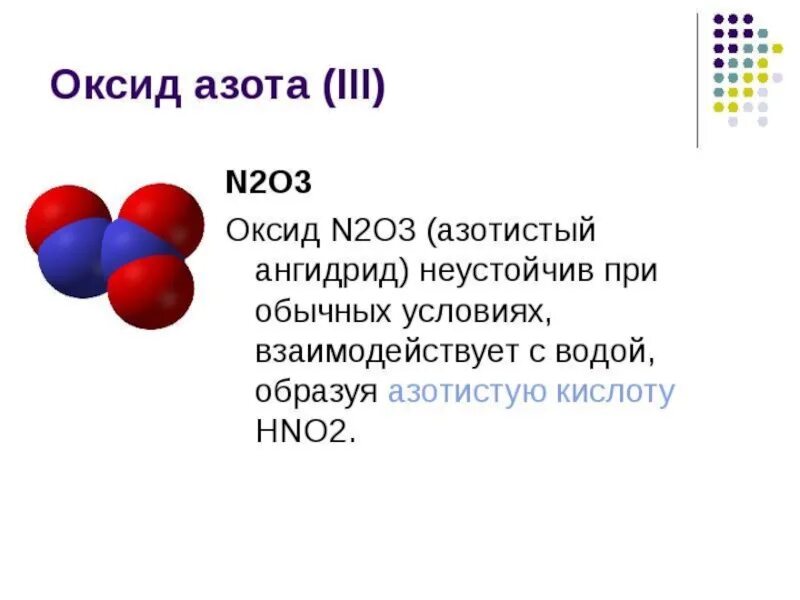 Установите соответствия n2o3