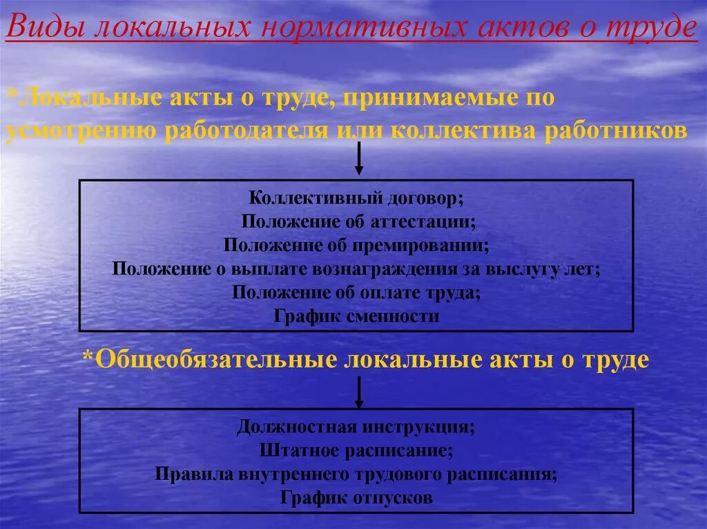 Локальные источники трудового. Источники локальных нормативных актов.