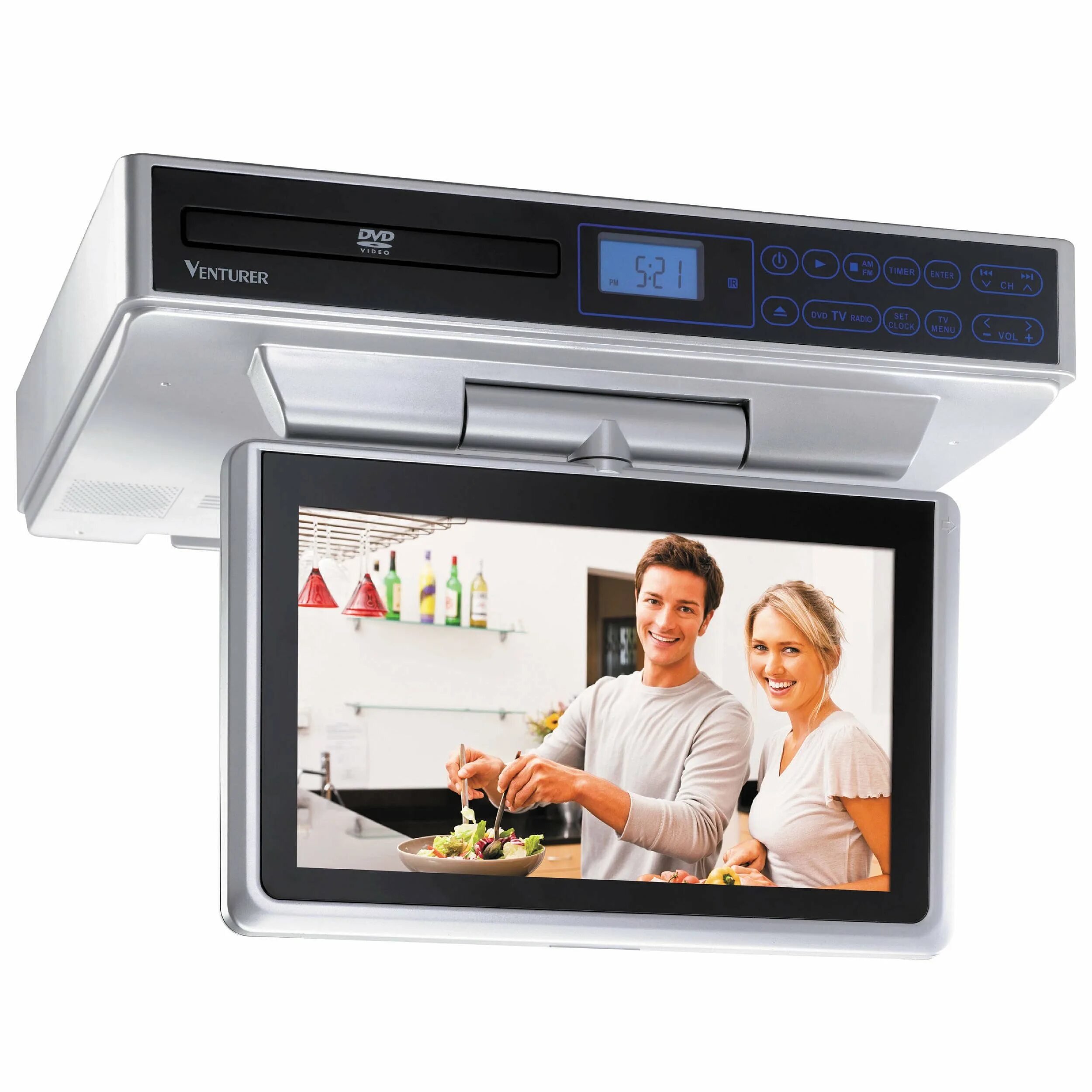Телевизор для кухни 20. DVD плеер Venturer. Подвесной телевизор на кухню. Мини телевизор на кухню. Навесные телевизоры на кухню.