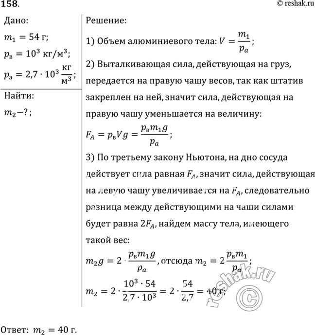 Тело из алюминия объемом 100 см3 взвешивать