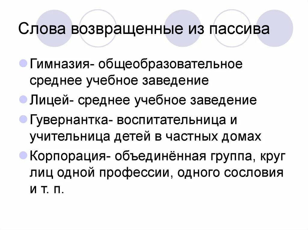 Примеры возвращенных слов