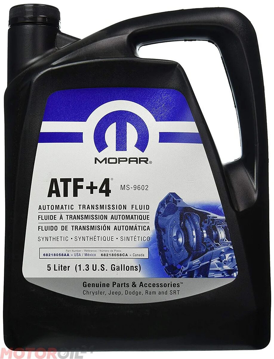 Атф 4 для акпп. Масло трансмиссионное мопар АТФ +4. Mopar ATF+4 (MS-9602). Mopar ATF+4 5 Л.. Chrysler 68218058 AA.