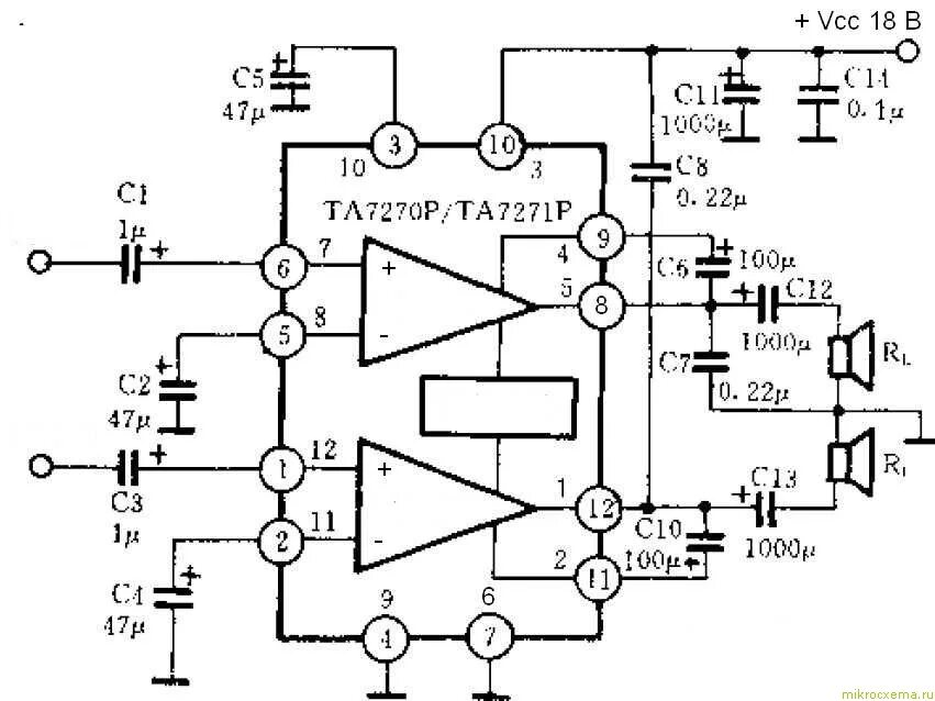 схемы усилителей мощности на микросхемах
