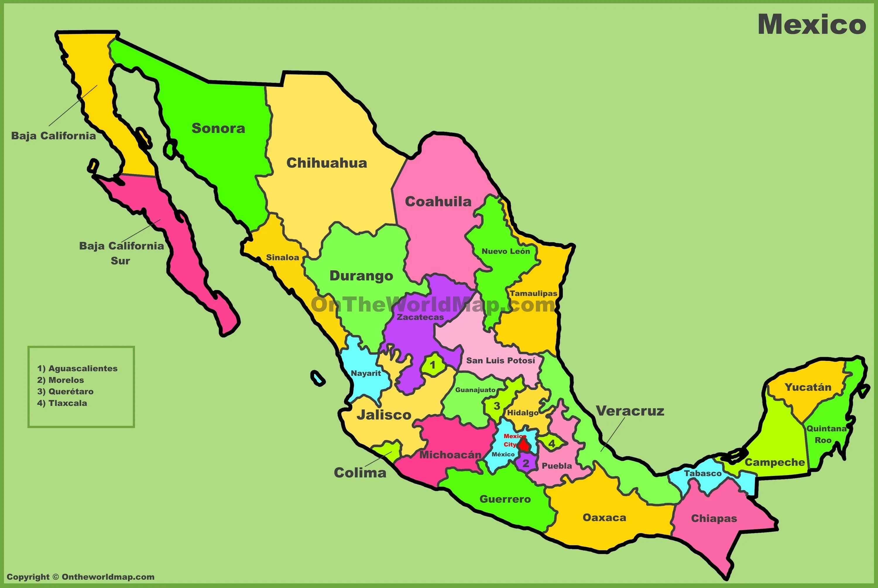 Штаты мексики. Административное деление Мексики карта. Штаты Мексики на карте. Штат Халиско Мексика на карте. Мексика политическая карта.