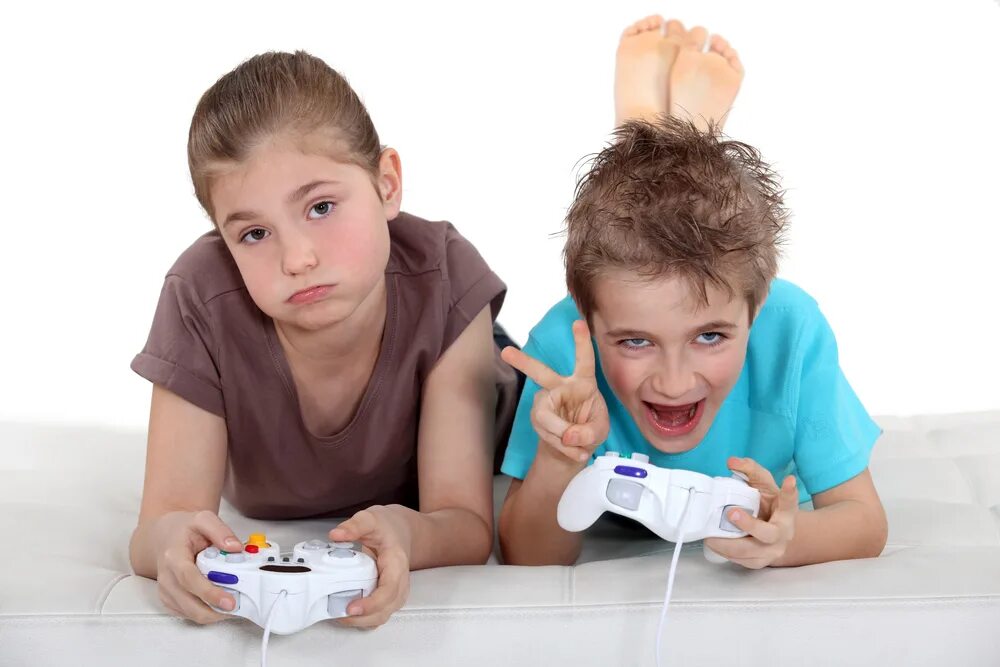 Children playing are computer games the now. Children playing are computer games the now