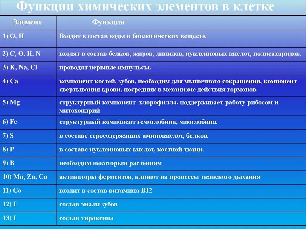 Свойства и значения элементов