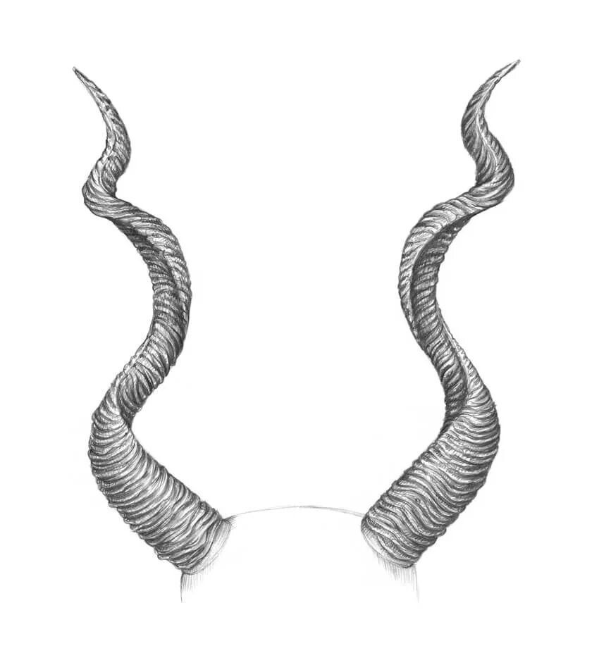 Рога карандашом. Рога эскиз. Рога демона для рисования. Легкий рог