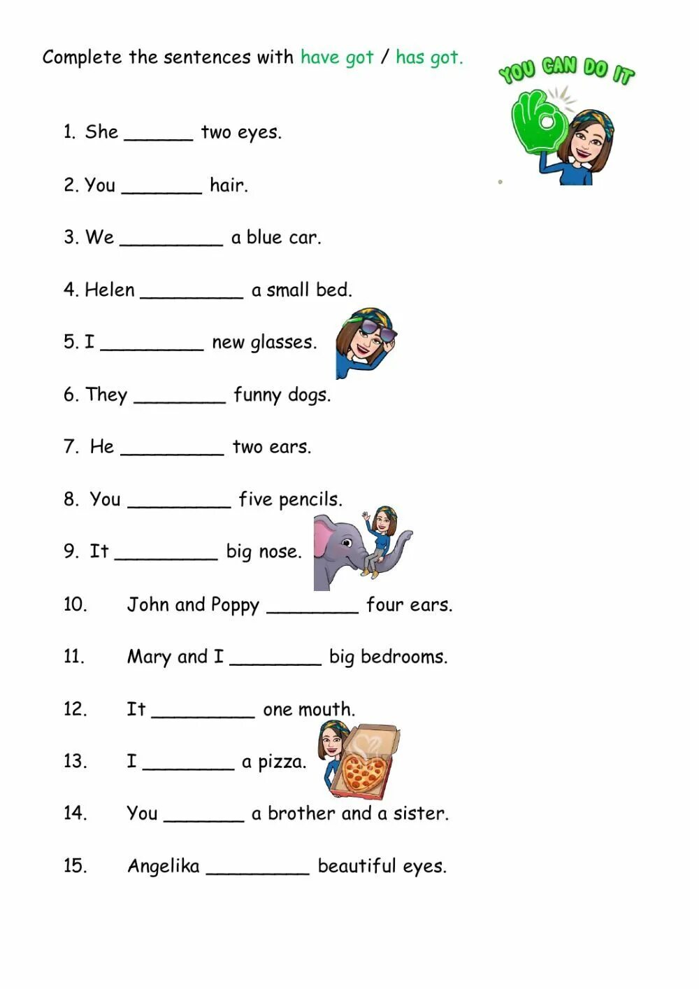 Упражнения на отработку have got has got. Have got has got worksheets 2 класс. have got has got worksheets for kids 2 класс.