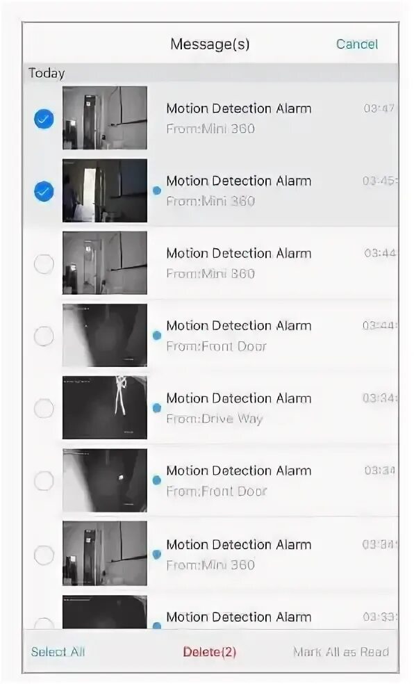 Alarm messages. Alarm messages