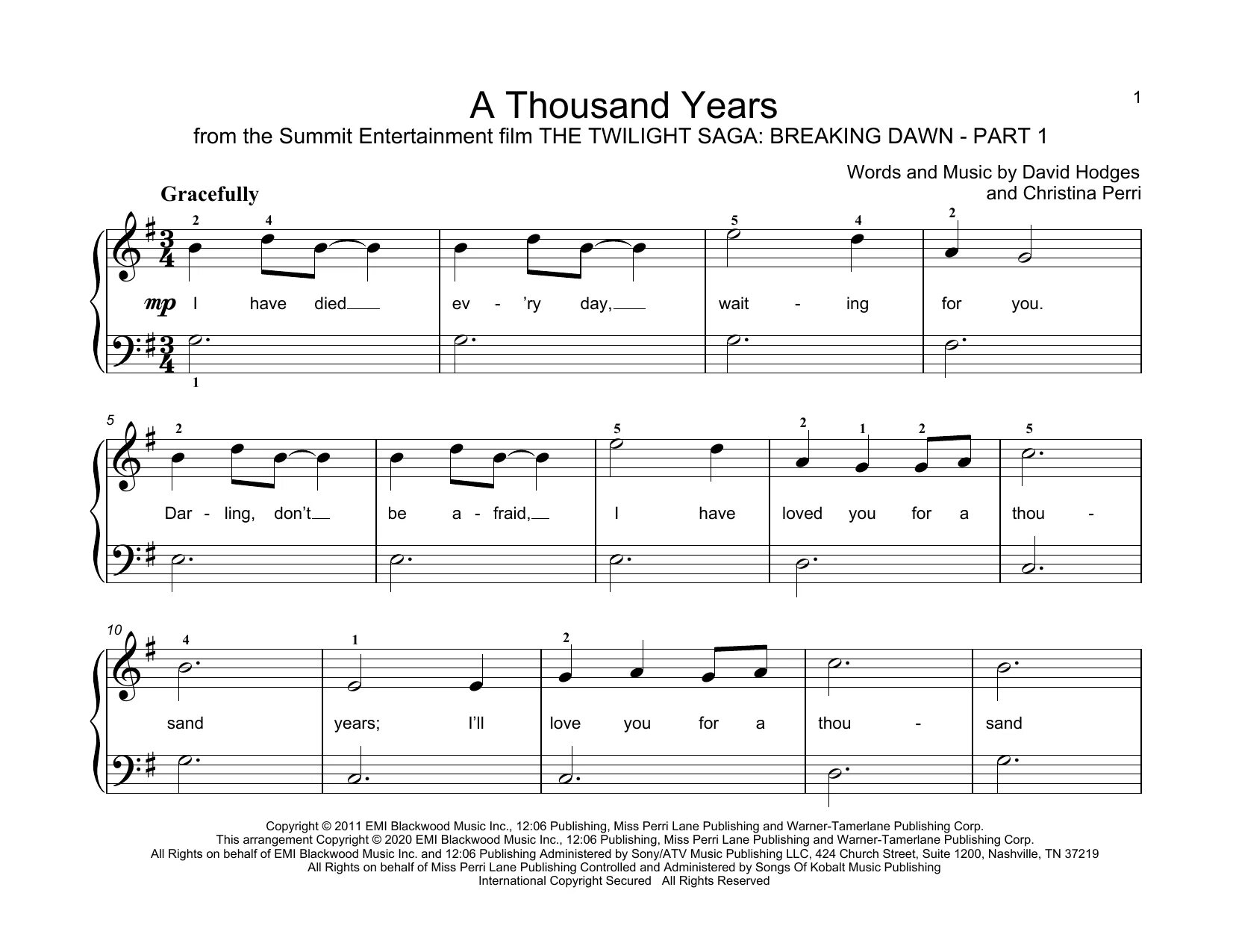 A Thousand years Christina Perri Ноты. A Thousand years Christina Perri Ноты для фортепиано. S thousand years