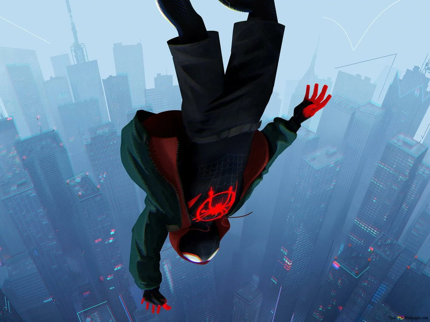 Спайдермен упал. Где человек паук падает. Обои майлз моралес падение. Человек паук летит. Человек паук в полете.