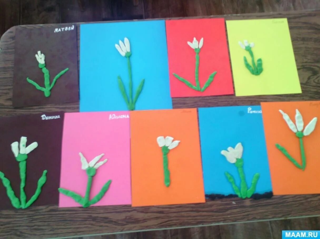 Лепка в средней группе на тему цветы весной. Лепка подснежники в средней группе. Лепим цветочек в средней группе.