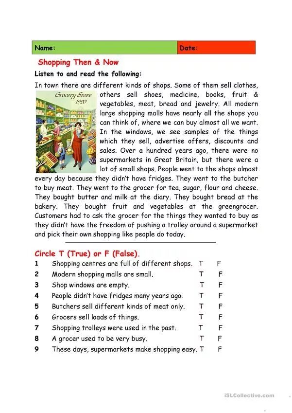 Traditions true false. Задания true false английский английский. Shopping топик по английскому. Shopping in England текст. Англ яз задания по тексту true false.