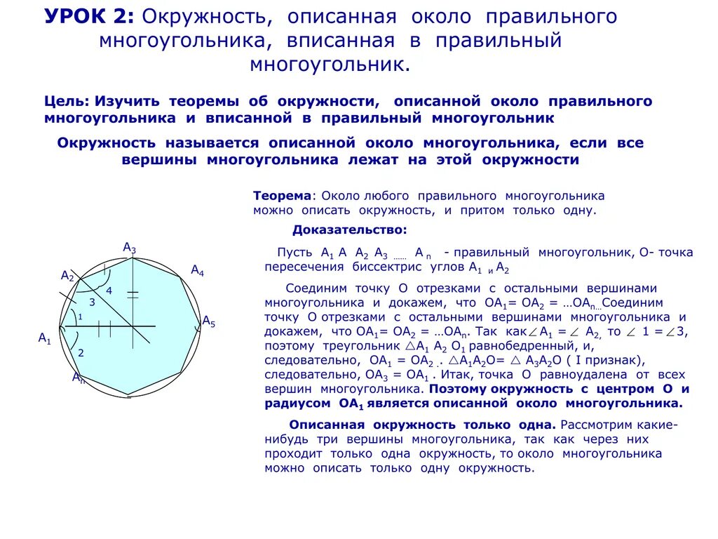 Определение описанного многоугольника. Теорема об окружности описанной около правильного многоугольника. Окружность описанная около правильного многоугольника. Вписанный и описанный многоугольник в окружность. Описанная окружность многоугольника.