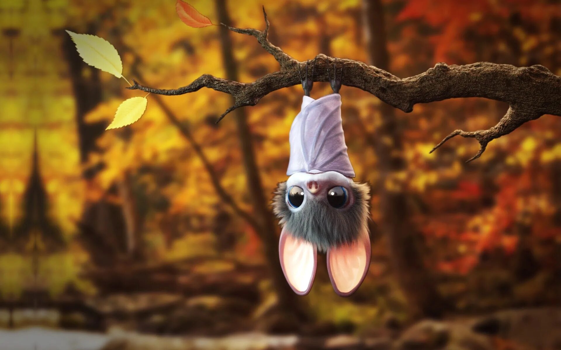 Милая летучая мышка. Сказочные животные. Осенние существа. Милые сказочные животные.