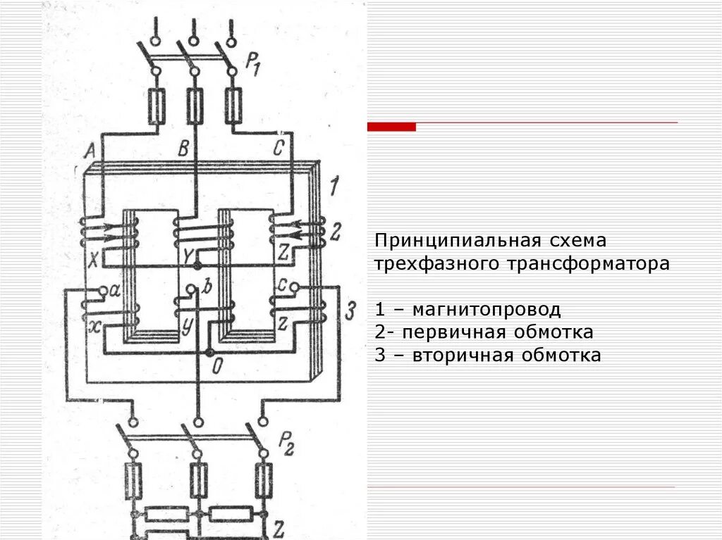 Трансформатор с тремя обмотками. Принципиальная схема трехфазного трансформатора. 3-х фазный трансформатор схема. трансформатор 3 фазный схема подключения. принципиальная схема силового трансформатора.