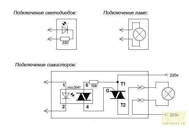 Схема работы светодиода в выключателе Схема подключения светодиодного выключателя