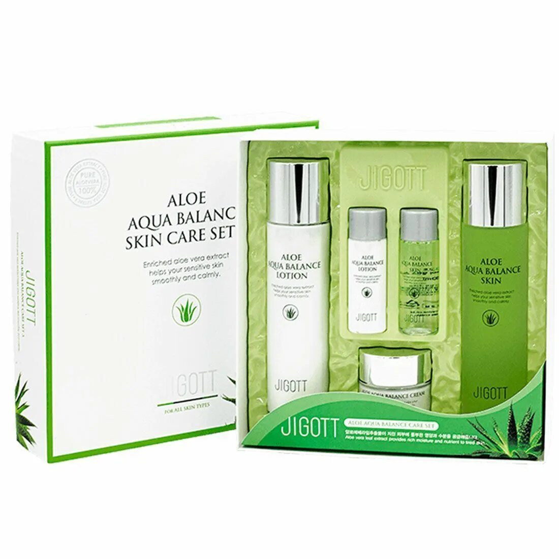 Набор Jigott Aloe Aqua Balance Skin. Aloe Aqua Balance Skin Care 3set. Набор для лица с экстрактом алоэ Jigott Aloe Aqua Balance Skin Care 3set.