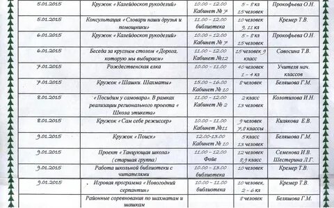 План на кружки на год