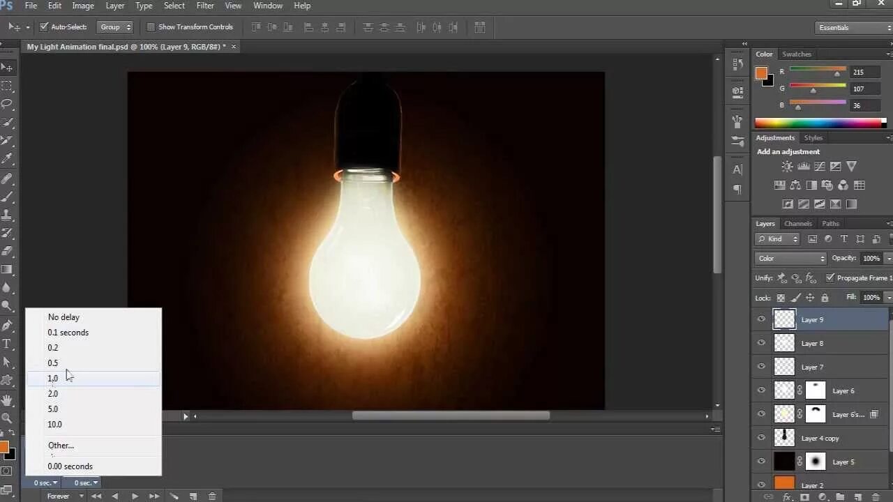 Create light. Как сделать свет в фотошопе. photoshop cs6 анимация 1 урок. light in animation. руководства по эффектам освещения фотошоп.