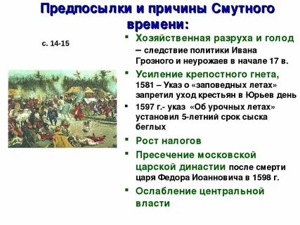 Смутное время 17 век кратко