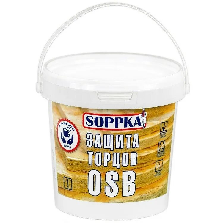 Защита торцов OSB 1,0 кг Soppka (. Шпатлевка-герметик для OSB Soppka Smart Elastik. Краска для ОСБ для наружных. Краска для защиты торцов.