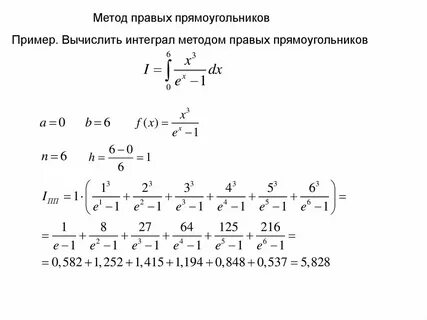 Правые прямоугольники интегралы