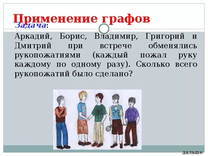 Семь друзей сделали рукопожатия сколько всего рукопожатий. Графы 8 класс. При встрече некоторые из четырех друзей обменялись рукопожатиями.