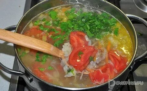 Щи с капустой помидором и перцем