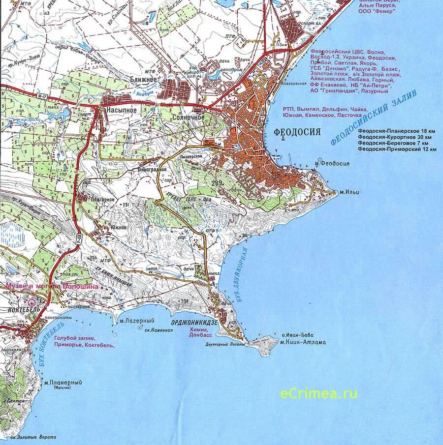 Береговое показать на карте. Карта Крыма Феодосия Коктебель. Феодосия на карте Крыма. Феодосия Коктебель на карте. Феодосия карта Крыма подробная с городами.