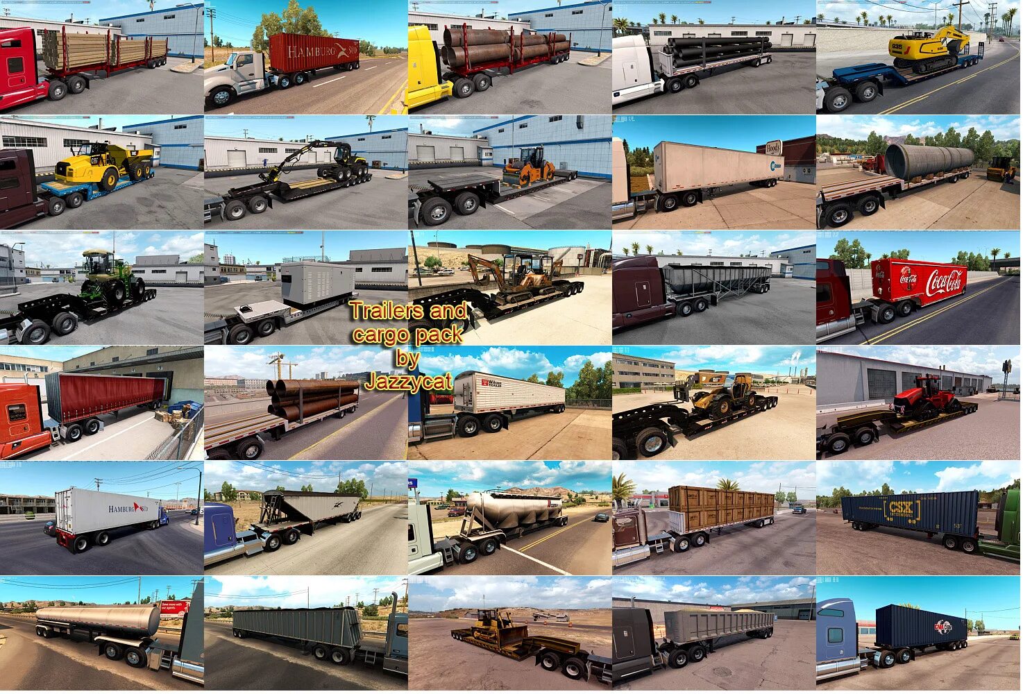 Мод пак 1 2. Ets2 trailers_and_cargo_pack_by_jazzycat_v3.3. ets 2 1.42 пак прицепов. американ трак симулятор 3. american truck simulator прицепы.