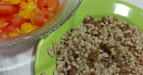 Перловка с мясом и огурцами