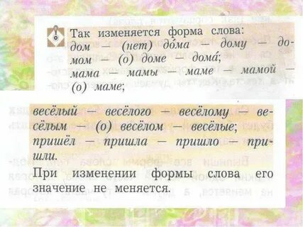 Форма слова это 2 класс правило