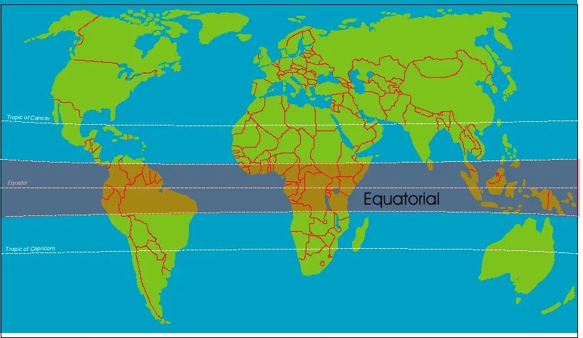 Тропики на карте. Тропическая зона на карте. Зона тропиков на карте.