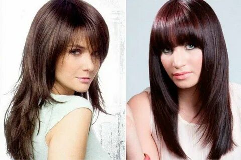 прическа лесенка на длинные волосы с челкой