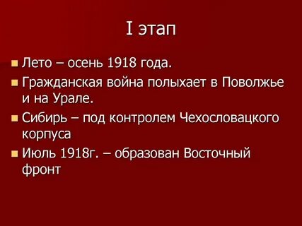 Главным фронтом лета 1918г был