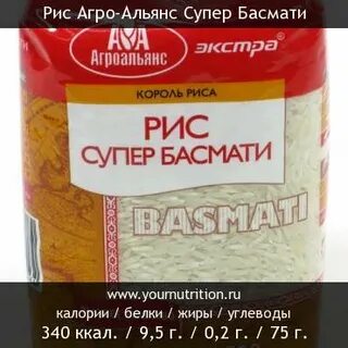 Рис басмати отварной калорийность