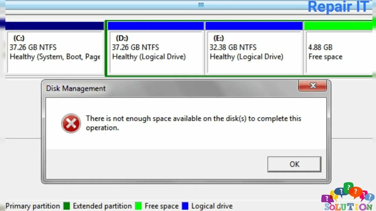 Not enough system memory. Not enough Space on Disk c. Disk Space. There is not enough Space on the Disk.