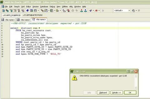Error expected got
