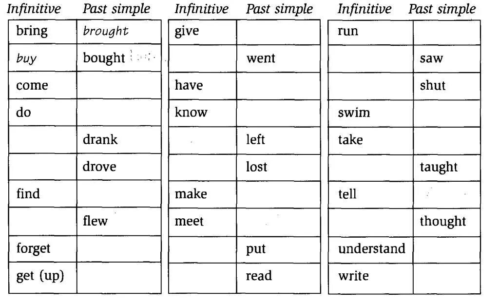 Complete the past simple she