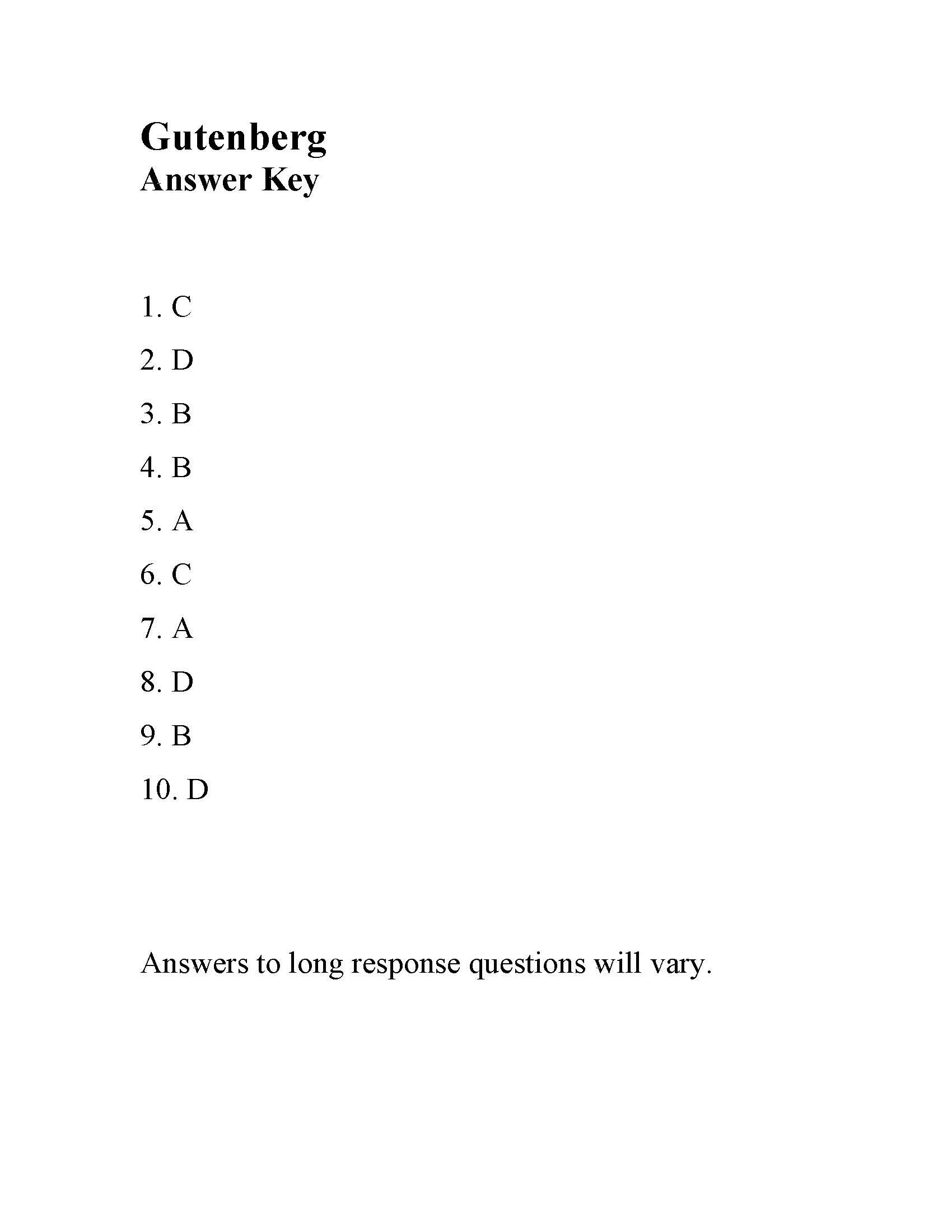 Reading Test 4 about gutenberg.