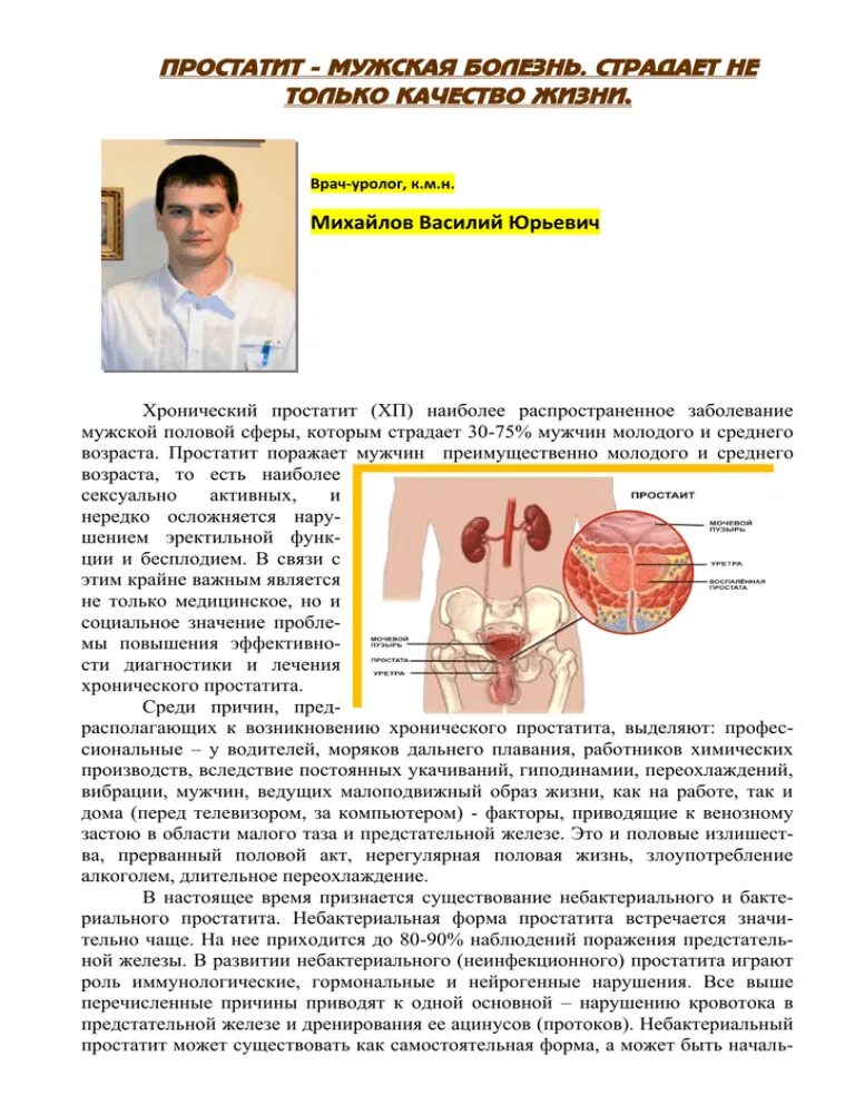 Простатит у молодых