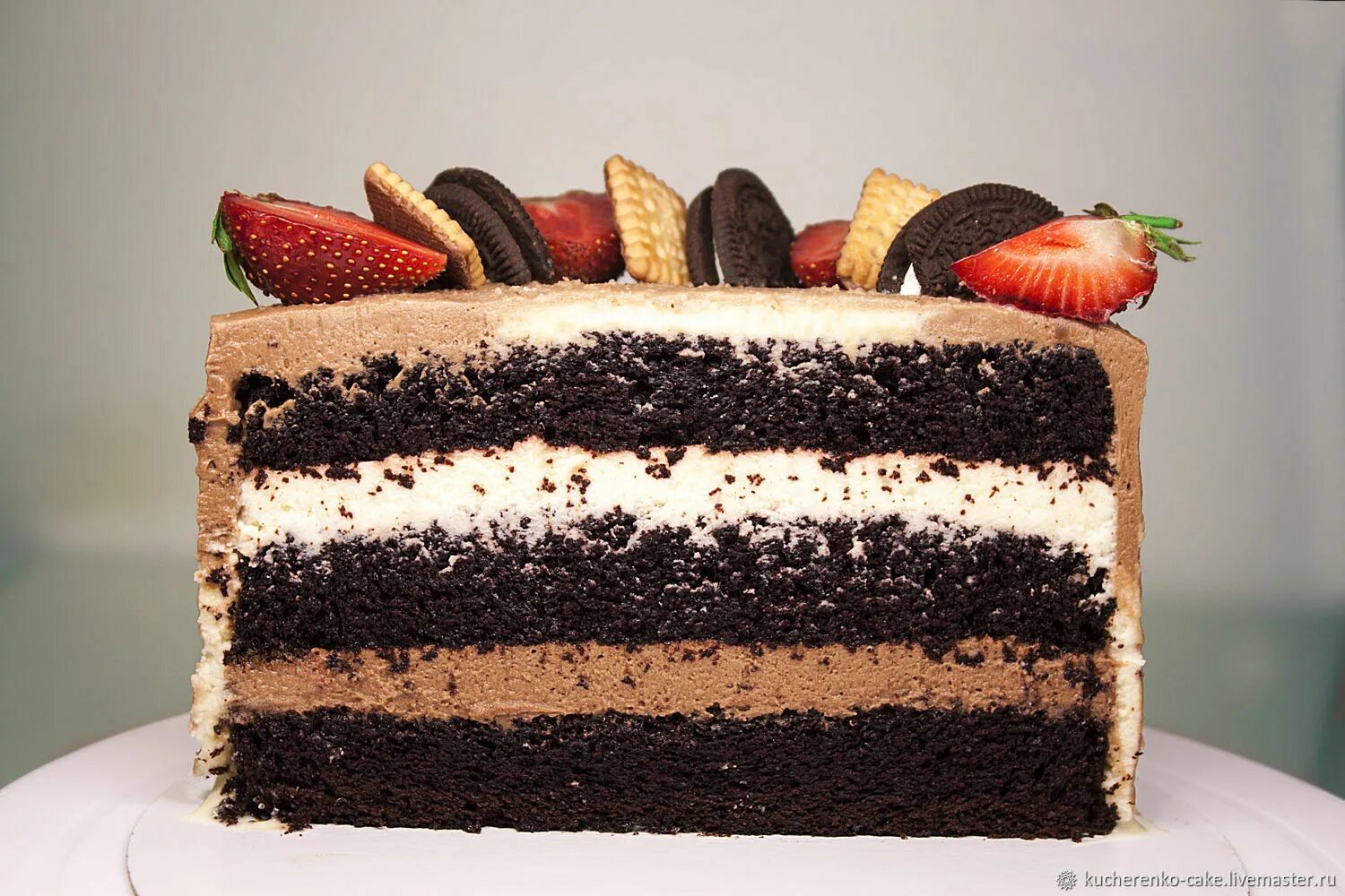 Бисквитный торт. Шоколадный торт. Шоколадный бисквитный торт. Красивый разрез торта.